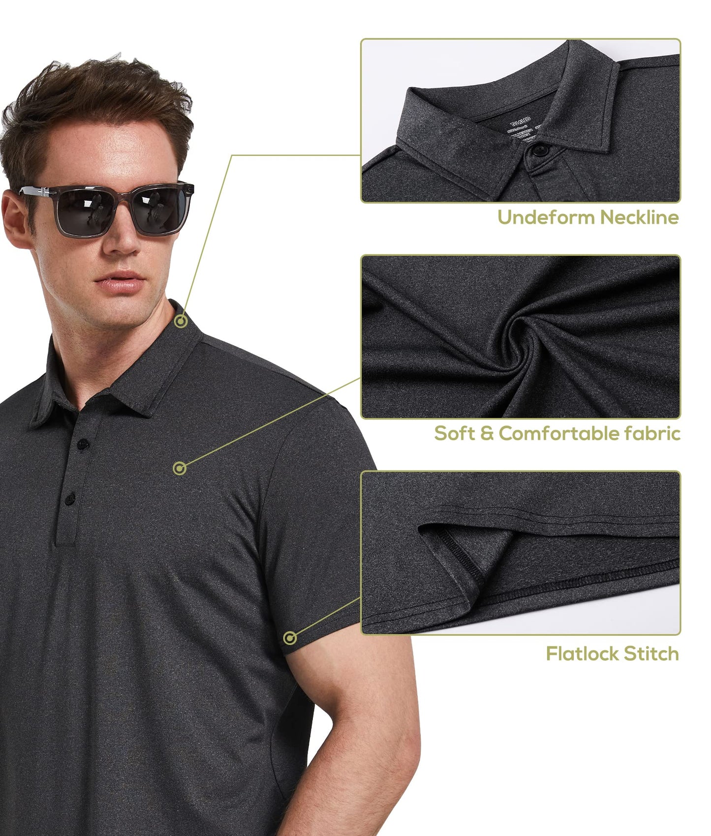 TELALEO 5 Pack Mens Polo Shirts Quick Dry Short Sleeve Golf T Shirt Performance Moisture Wicking Casual Workout SetB M
