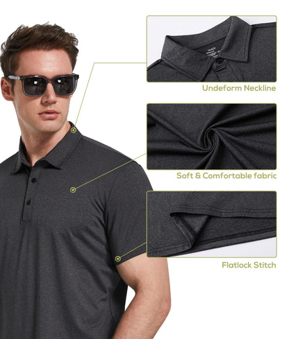 TELALEO 5 Pack Mens Polo Shirts Quick Dry Short Sleeve Golf T Shirt Performance Moisture Wicking Casual Workout SetB M