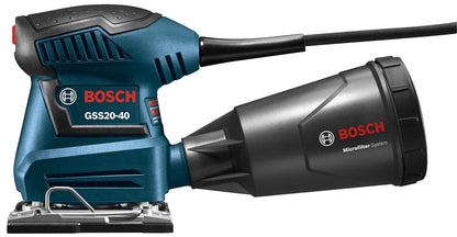 BOSCH GSS20-40 Orbital Finishing Sander 1/4-Sheet, 2 Amp, 12000 OPM with Dust Collector