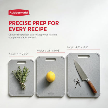 Rubbermaid 3pc Reversible Wheat Fiber Cutting Board Set | BPA Free Cutting Boards for Kitchen – Dishwasher Safe, Non-Slip Corners & Lightweight | Large Cutting Board for Meat, Veggies & Fruits
