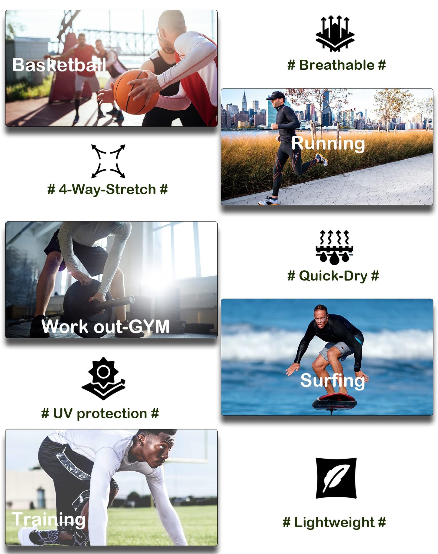 4 Pack Compression Shirts for Men Long Sleeve Athletic Cold Weather Base Layer Undershirt Gear T Shirt for Workout XL