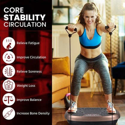 EILISON FITPRO Vibration Plate Exercise Machine - Whole Body Vibrating Platform w/Loop Bands -120 Adjustable Speeds 350Lbs, Lymphatic Drainage Machine for Weight Loss, Shaping, Recovery (Fitpro Brown)