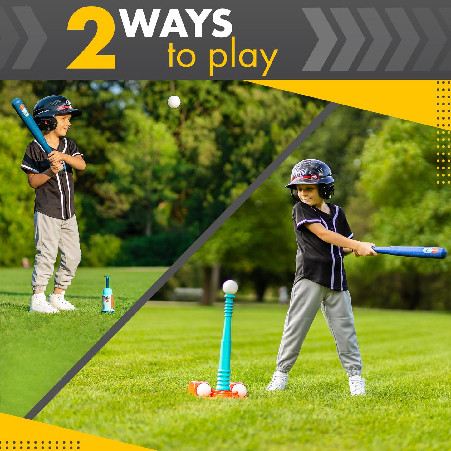 TOMLEON T Ball Stand for Kids and Toddlers 1-3, 3-5, 5-8. Baseball Set With 6 Large Balls, Adjustable Tball Batting Tee, and Pitching Machine. T-Ball Sets With Bat and Ball