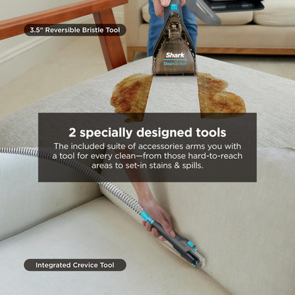 Shark StainStriker Portable Carpet & Upholstery Cleaner w/on board self cleaning - Spot, Stain, & Odor Eliminator, Includes 2 Cleaning Tools & 2 Cleaning Solutions, Charcoal, PX221BRN