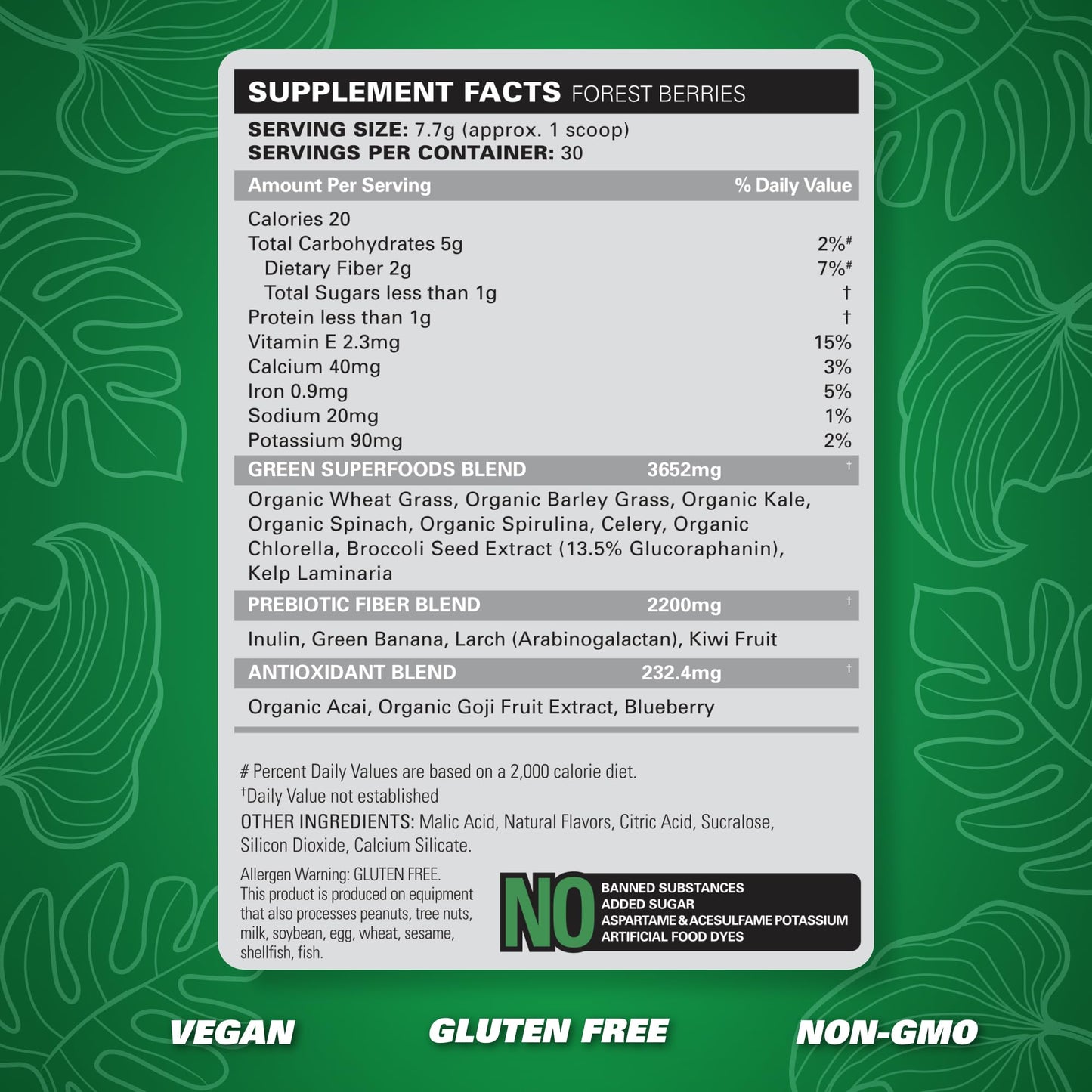 EHP Labs OxyGreens Super Greens Powder - Daily Greens Spirulina, Greens Superfood Powder & Greens Supplements Powder, Supergreens Antioxidants & Immunity Support, 30 Serves (Forest Berries)