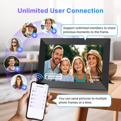 Uhale Digital Picture Frame 32GB Storage 10.1 Inch WiFi Electronic Photo Frames SD Card Slot IPS Touch Screen HD Display Auto Rotate Slideshow Share Videos Photos Instantly Send Wishes Remotely