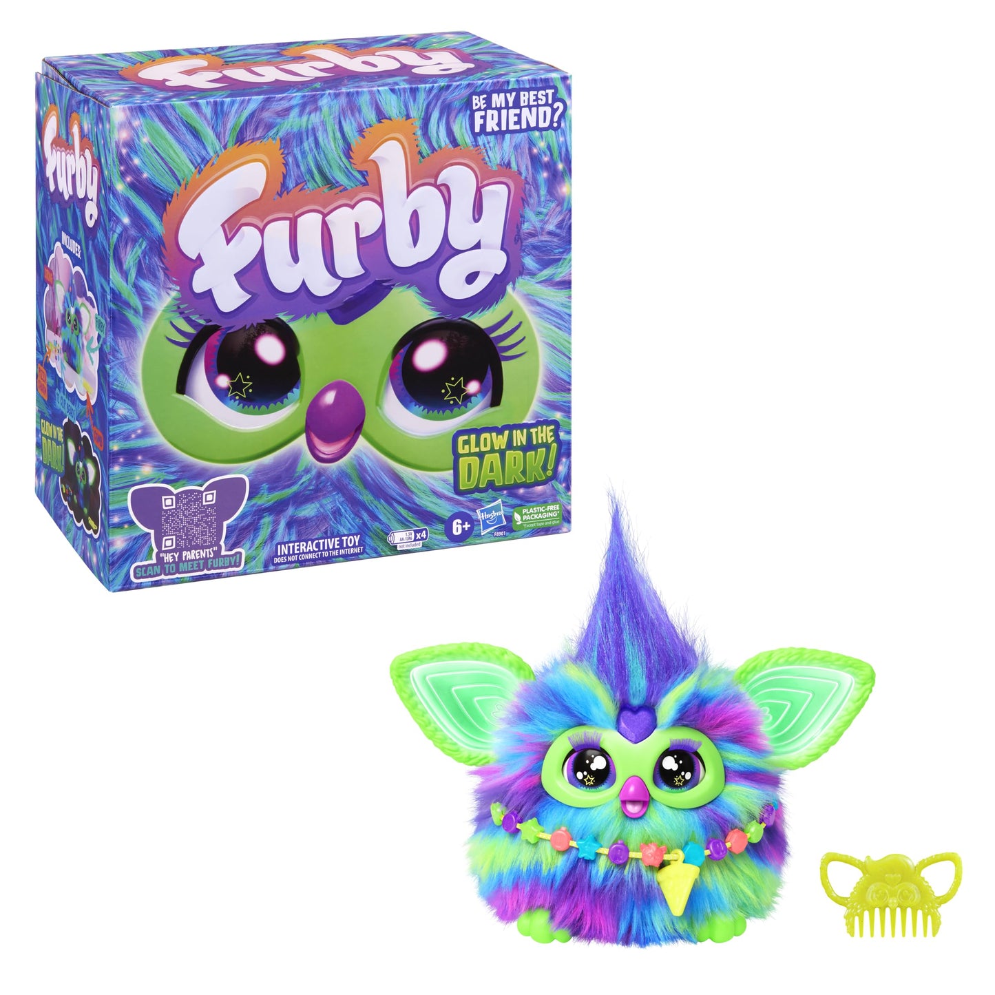 Furby Galaxy Edition, Glow in The Dark, 15 Fashion Accessories, Interactive Plush Toys for 6 Year Old Girls & Boys & Up, Voice Activated Animatronic (Amazon Exclusive)