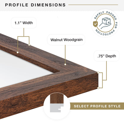 MCS Studio Gallery 18x24 Poster Frame Walnut Woodgrain, Vertical & Horizontal Wall Hanging Large Picture Frame for Photos, Posters & Art Prints (1-Pack)