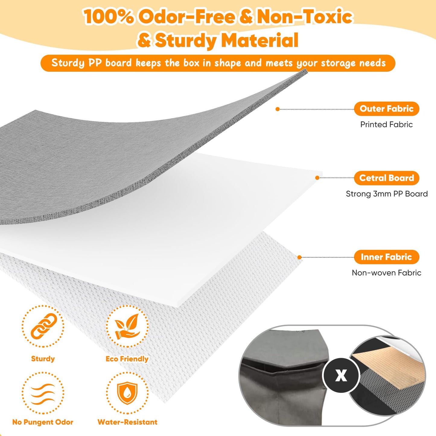 Mabahoo Large Toy Box, Collapsible Sturdy Storage Chest With Lids, Kids Toy Chest Storage Organizer Toddler Bin Boxes for Living Room, Bedroom, Nursery, 25"x13"x16", White & Gray