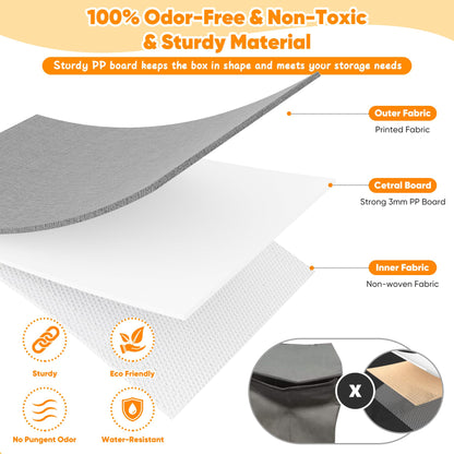 Mabahoo Large Toy Box, Collapsible Sturdy Storage Chest With Lids, Kids Toy Chest Storage Organizer Toddler Bin Boxes for Living Room, Bedroom, Nursery, 25"x13"x16", White & Gray