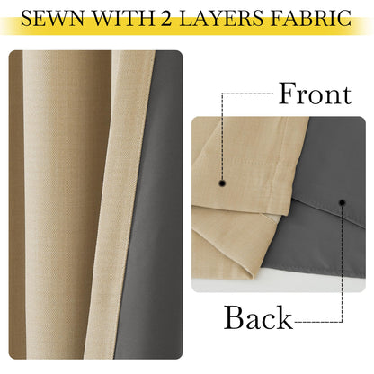 NICETOWN 100% Blackout Faux Linen Curtains for Bedroom, Pinch Pleated Cold/Sun Blocking Thermal Curtains Thick Window Treatments for Living Room/Farmhouse, Oatmeal, 2 Panels, W50 x L96