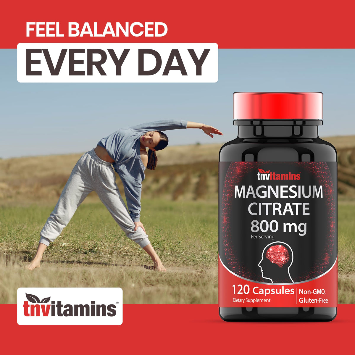 TNVitamins Magnesium Citrate 800 MG - 120 Capsules | Two Month Supply! | Pure Magnesium Citrate Powder Capsules | Citrato De Magnesio | Non-GMO | Produced in the USA!