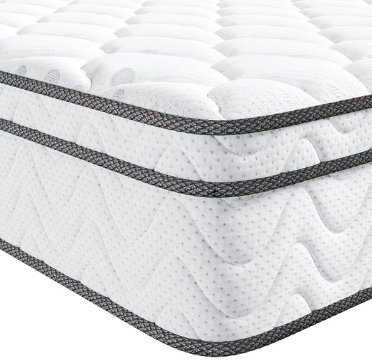 Vesgantti Full Size Mattress, 12 Inch Hybrid Full Mattress in a Box, Double Mattress with Memory Foam and Pocket Spring, Ergonomic Design & Pressure Relief, Medium Firm Feel, 54"*75"*12"