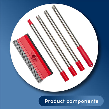 DSV Standard Window Squeegee, 2-in-1 Window Cleaner with 55" Extension Poles, Window Washing Kit, Glass Door Cleaner, Multi-Use Car Windshield Cleaning Tool with Long Handle for High Outdoor Windows