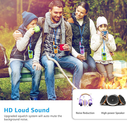 Topsung Walkie Talkies for Kids Long Range Walkie-Talkie for Adults Rechargeable 4 Pack with Lanyard NOAA USB, Family Pink 2 Way Radio Toys for 3-12 Year Old Boys Girls Toddlers Camping Skiing