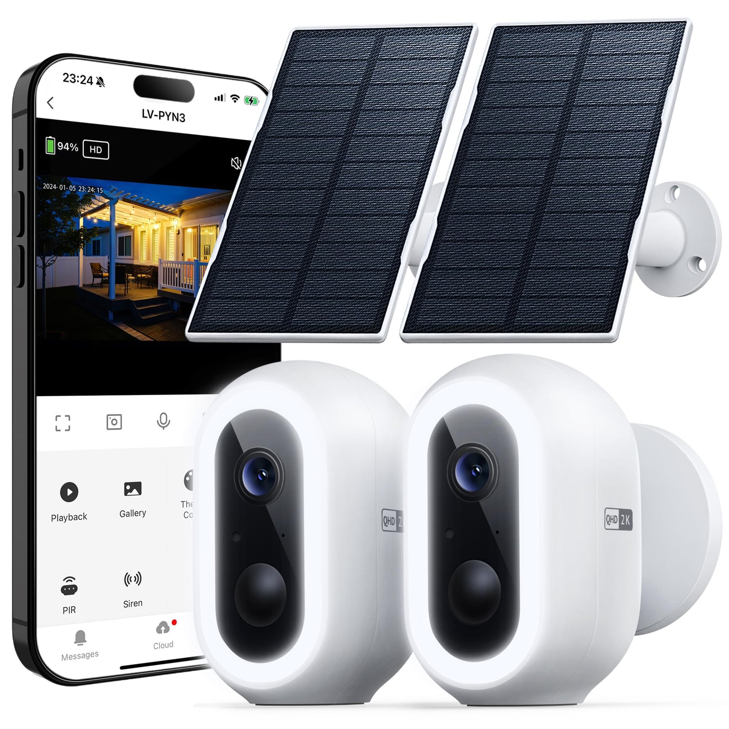 Laview 2K Solar Security Cameras Wireless Outdoor, Rechargeable Battery Wifi Cameras for Home Security with Spotlight Color Night Vision,Siren Alarm,AI Human Detection,IP65,2-Way Talk,Cloud/SD Storage