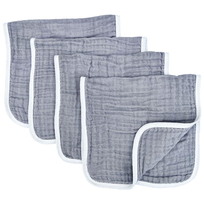 Muslin Burp Cloths Large 20 by 10 Inches 100% Cotton 6 Layers Extra Absorbent and Soft (Grey)