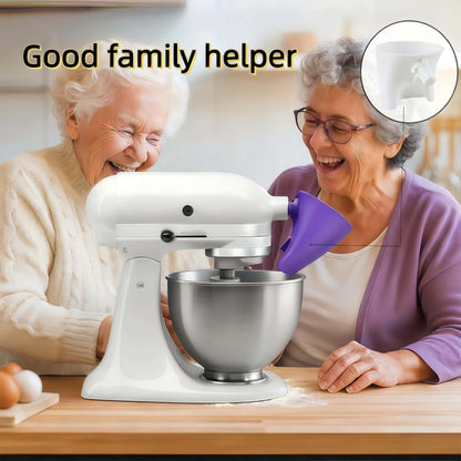 Flour Funnel for KitchenAid Mixer 5 Qt, Anti-Splash Attachment for Tilt-Head Stand Mixer 4.5 & 5 Quart (KSM150), Dishwasher Safe No-Mess Baking Tool, Easy Pour Accessory (White)