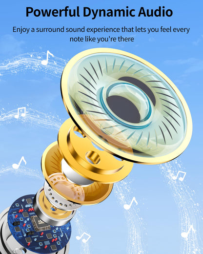 PocBuds Bluetooth Headphones Wireless Earbuds 80hrs Playtime Wireless Charging Case Digital Display Sports Ear Buds with Earhook Deep Bass IPX7 Waterproof Over-Ear Earphones for TV Phone Laptop Olive