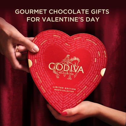 Godiva Gold Heart Belgian Chocolate Box, Assorted Chocolates with Ganache and Pralinés, Elegant Valentine’s Day Gift for Her, 14 Pc