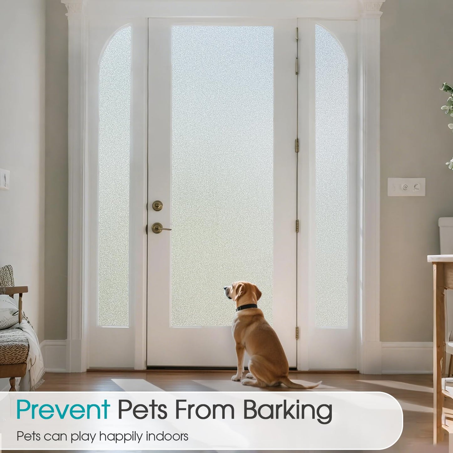 Coavas Window Privacy Film Frosted Glass Static Clings, Decorative Bathroom Door Privacy Film Day and Night, Heat UV Blocking Anti-Glare Frosting Stickers Renter Non-Adhesive, 23.6 x 78.7 Inch, Pure