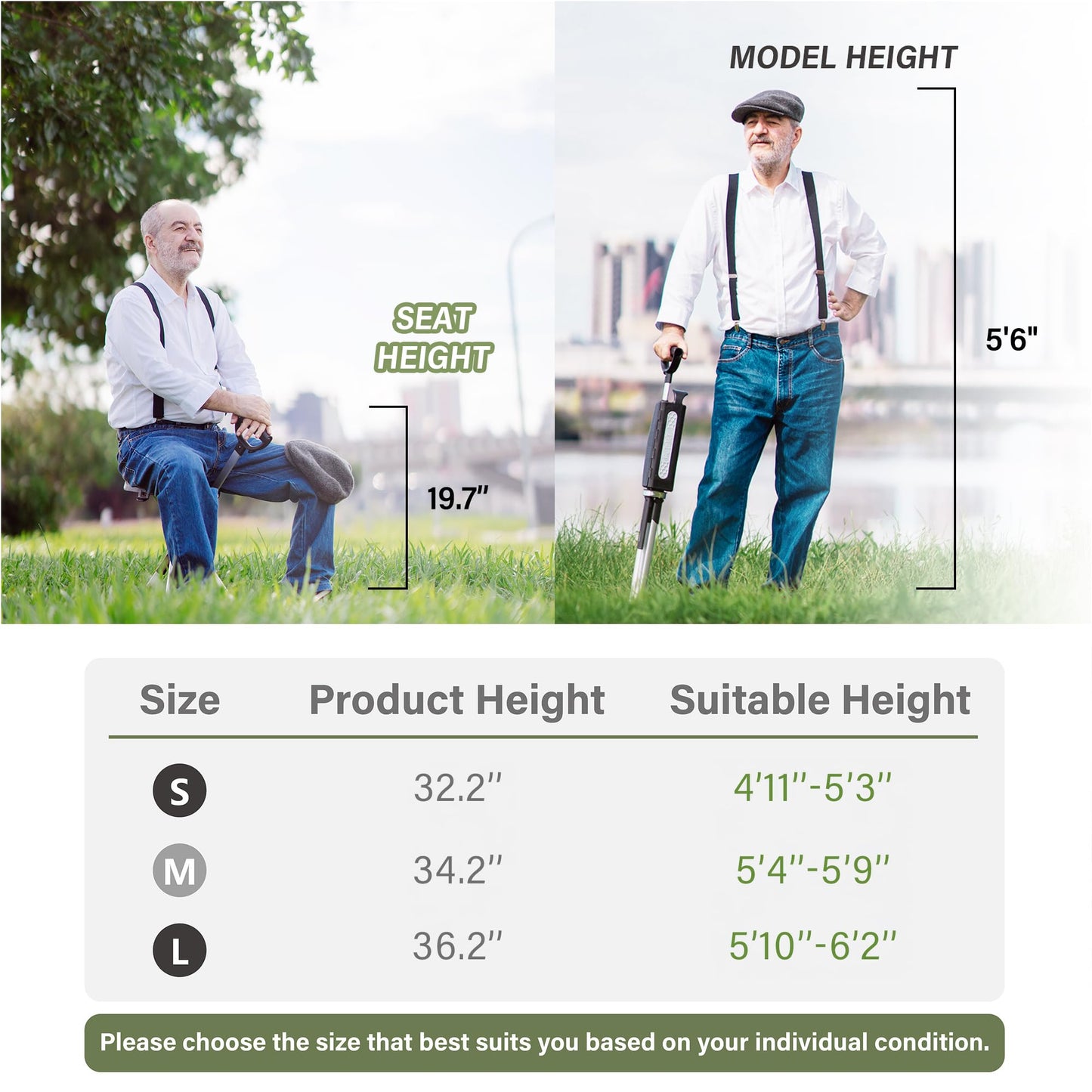 STEP2GOLD Ta-Da Chair Series 2- Portable Walking Stick, Cane with Seat, Foldable Chair, Hiking Stick, for Camping, Hiking, Lightweight Aluminum, Easy Carry, Anti-Slip (34.2"/Black)