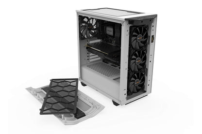 be quiet! Pure Base 500DX ATX Midi Tower PC case | ARGB | 3 Pre-Installed Pure Wings 2 Fans | Tempered Glass Window | White | BGW38