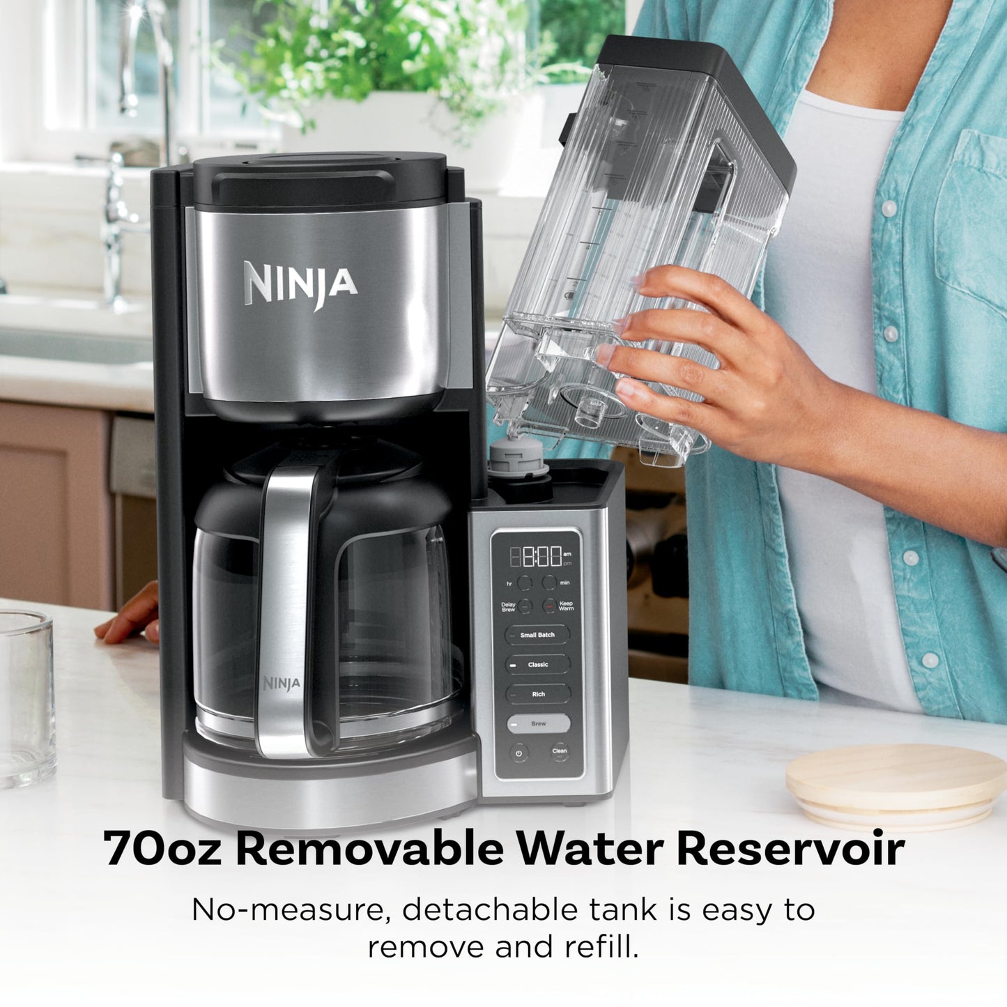 Ninja Fresh Brew™ Drip Coffee Maker | Programmable 14Cup Glass Carafe, Brew Classic & Rich, 70oz Removable Water Reservoir | Small Batch, Delay Brew, Adjustable Warming Plate | Stainless Steel | CE451