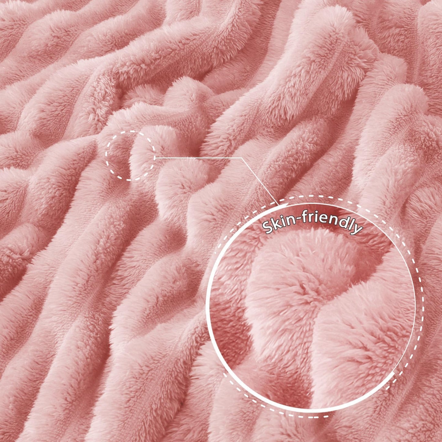 Exclusivo Mezcla Fleece Throw Blanket for Couch, Super Soft Striped Jacquard Bed Blanket, Lightweight Fuzzy Cozy for All Seasons, 50x60 Inches, Pink