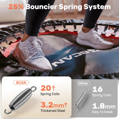 BCAN 40/48" Foldable Mini Trampoline Max Load 330lbs/440lbs, Fitness Rebounder with Adjustable Foam Handle, Exercise Trampoline for Adults Indoor/Garden Workout, Black