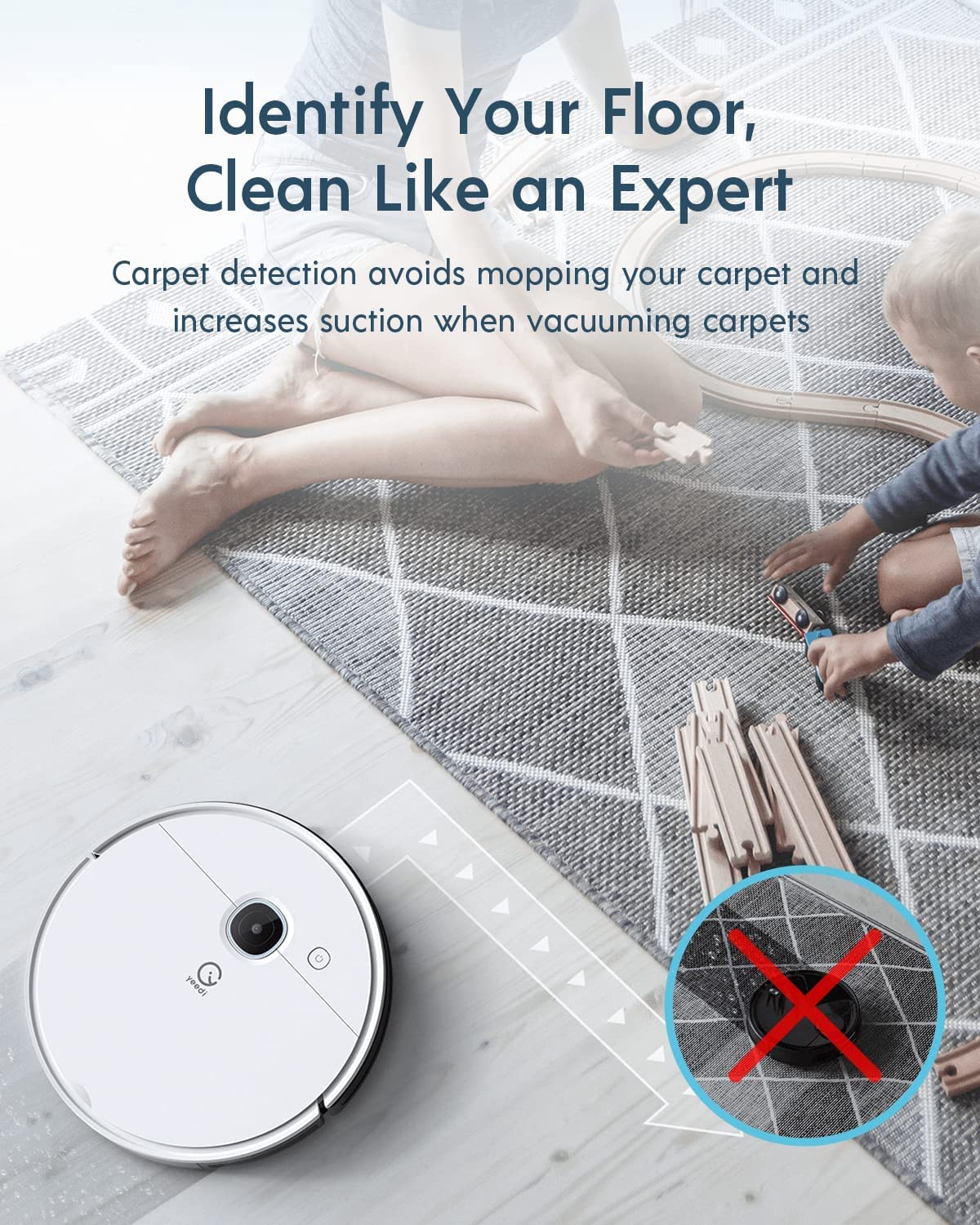 Yeedi vac x Robot Vacuum - Ultra-Slim Design, Powerful 3000Pa Suction, Carpet Detection, Smart Mapping - Ideal for Carpet, Hard Floor Cleaning, Pets - Alexa Compatible, Wi-Fi Connected