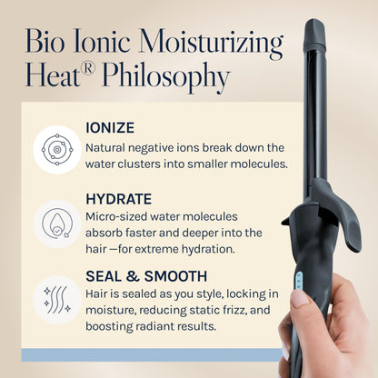 Bio Ionic Long Barrel Styler, 0.75" Curling Iron with Moisture Heat Technology & NanoIonic MX, Verstatile Curling Wand with Longer Barrel for Small Tight Curls & Spirals
