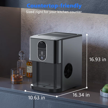 Nugget Ice Makers Countertop, Pebble Ice Maker Machine with Dispenser 44lbs/24H, Soft Chewable Pellet Ice Machine, 3.3lbs Ice Storage, Self-Cleaning Ice Maker for Home/Kitchen/Party/Office, Black