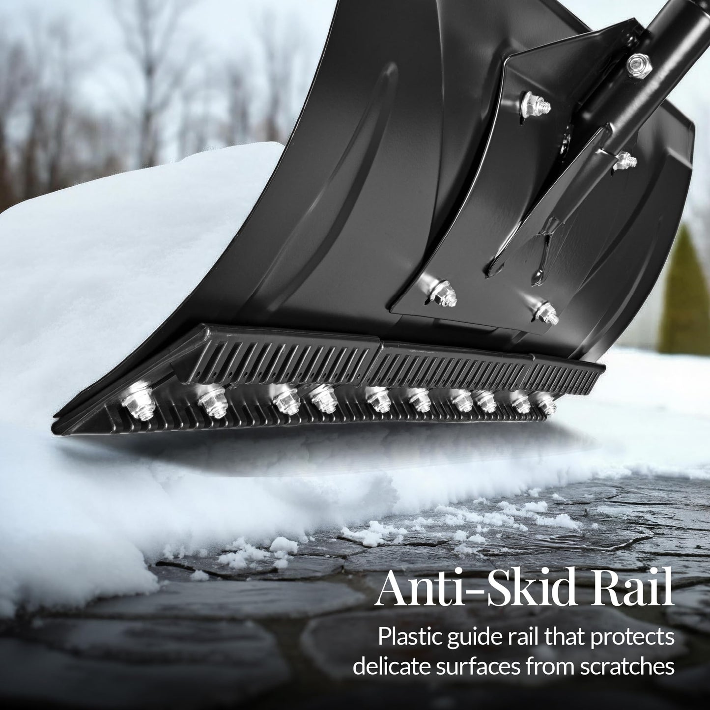 Best Choice Products 24in Galvanized Steel Blade Heavy-Duty Snow Pusher, Hand Plow for Snow Removal, Ergonomic Handle, Easy Storage - Black