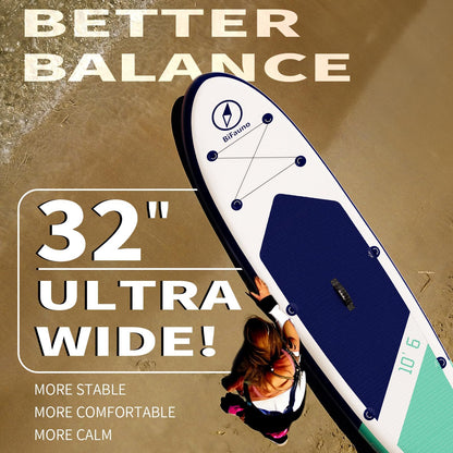 Inflatable Stand Up Paddle Board with SUP Accessories & Backpack. Paddle Boards for Adults. Non-Slip Deck, Wide Stance, Bottom Fin