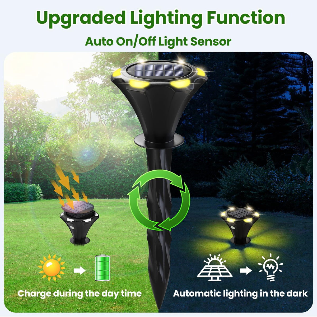 Solar Mole Repellent Ultrasound, Gopher Repeller with LED Night Light, Vole Repeller Outdoor Waterproof, Snake Chipmunk Sonic Spike Stakes in Yard, Lawn, Garden, 4 Pack, Black