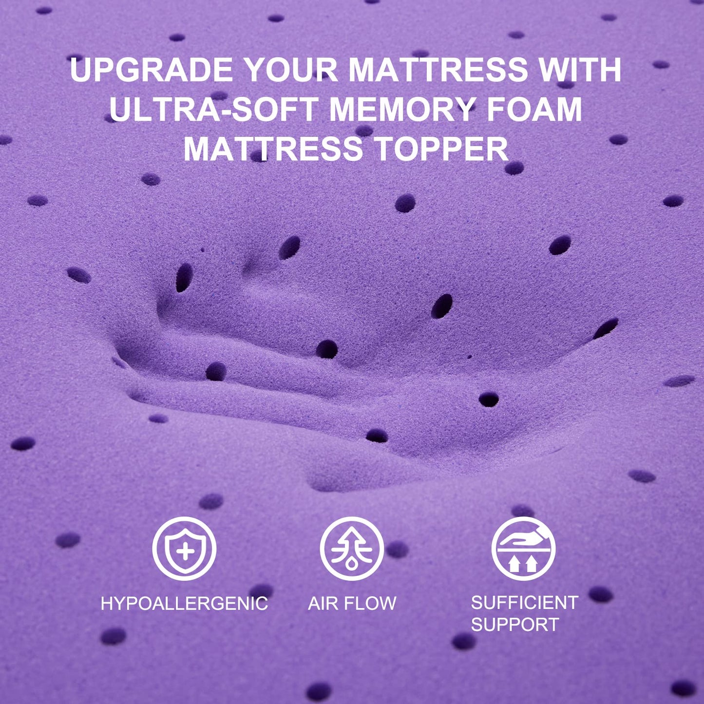 SINWEEK 2 Inch Gel Memory Foam Mattress Topper Ventilated Soft Pressure Relieve Mattress Pad, Breathable Bed Topper, CertiPUR-US Certified, Twin Size