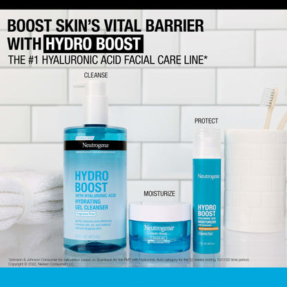 Neutrogena Hydro Boost Fragrance Free Face Wash, Hydrating Gel Facial Cleanser with Hyaluronic Acid, Daily Foaming Face Wash & Makeup Remover, 16 fl. oz