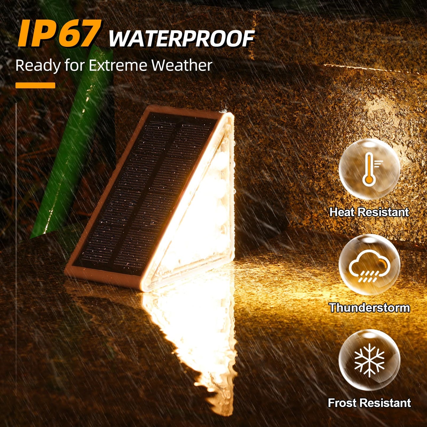 NIORSUN Solar Deck Step Lights,8 Pack Warm White Solar Step Lights for Outside Waterproof Auto On Off,Solar Lights for Steps,Stair,Patio,Yard,Porch,Front Door,Sidewalk,Deck Decor（Brown）