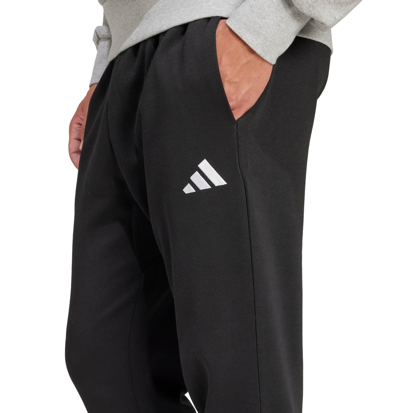 adidas Men's Essentials FeelCozy Fleece Pants, Black/White, 3X-Large/Tall