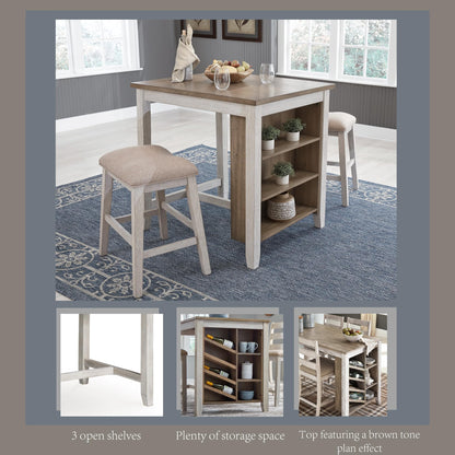 Signature Design by Ashley Skempton 3 Piece Counter Height Dining Set, Includes Table and 2 Barstools, Whitewash