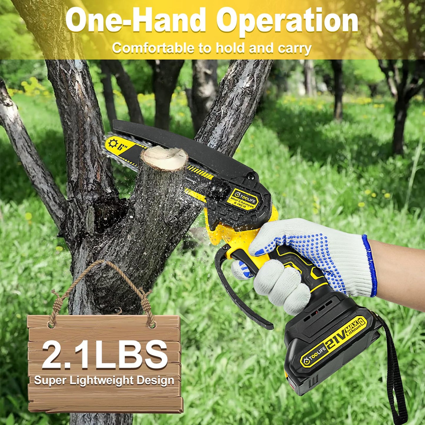 6inch Mini Chainsaw, Handheld Electric Battery Powered Chainsaw for Tree Cutting, Gardens Tool for Men Women Him Her, Mens Husband Dad for Boyfriend, Gifts for Anniversary Birthday.