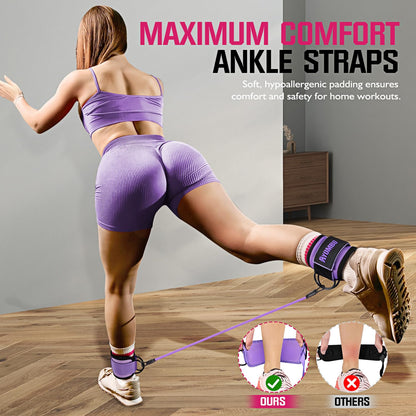 Ankle Resistance Bands with Cuffs, Home Gym Workout Equipment, Lifting Glute Butt Exercise Equipment for Women, Ankle Weights Fitness Band Set, Leg Booty Equipment for Training Perfect Body Shape