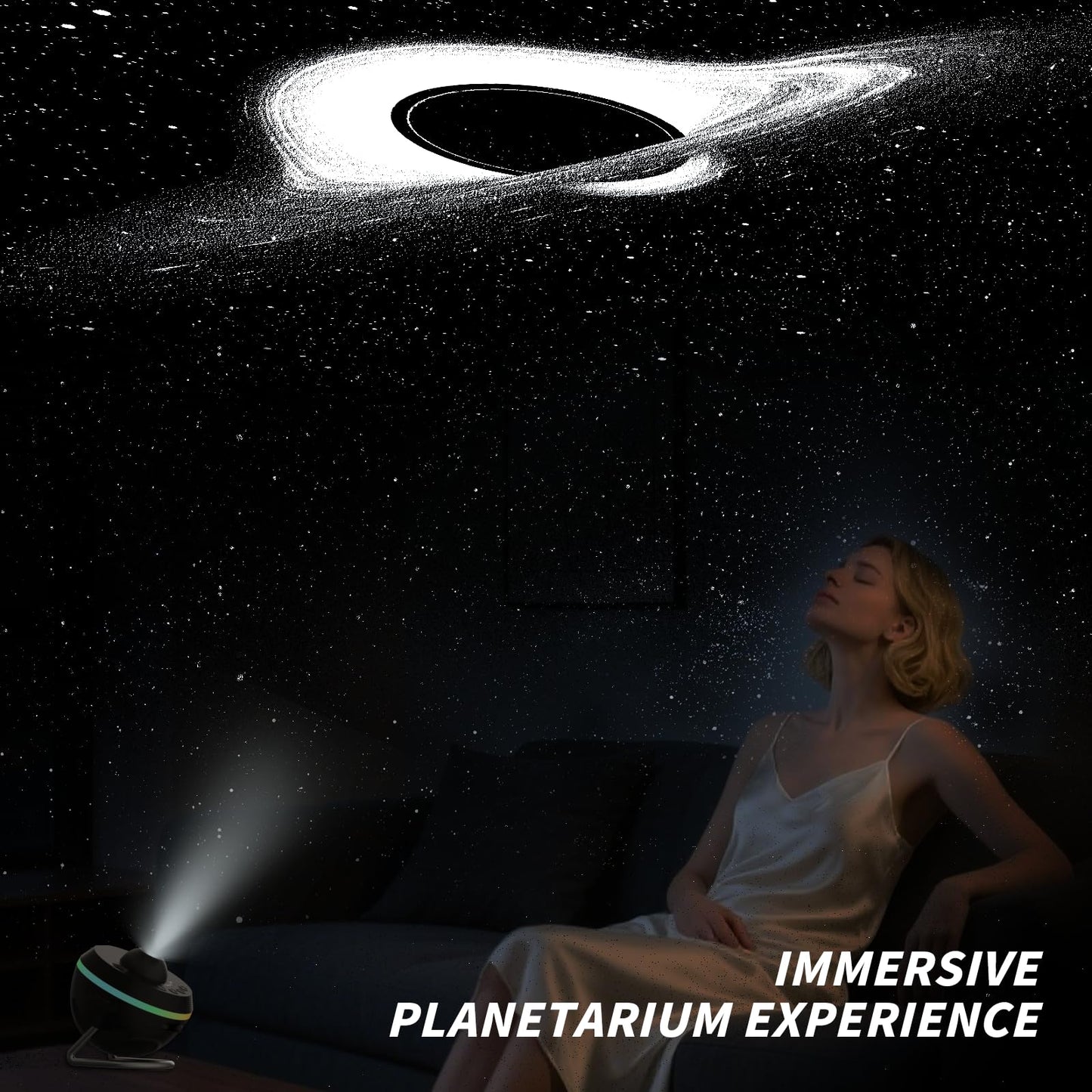 Ainael Galaxy Projector, Star Projector Home Planetarium Space Ceiling Starry Sky Night Light with Light Strip, Meteor and Galaxy Projector for Kid Adult Bedroom Christmas Gift (Black)