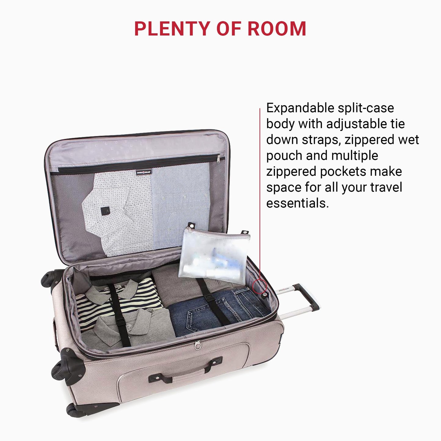 SwissGear Sion Softside Expandable Roller Luggage, Pewter, 3-Piece Set (21/25/29)