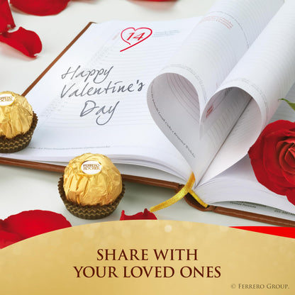 Ferrero Rocher Fine Hazelnut Chocolates, Valentine’s Day Heart Gift Box, 16 Piece Premium Chocolate for Gifting, 7 oz