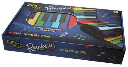 MUKIKIM Rock and Roll It - The Original Rainbow Piano. Roll Up Flexible Piano Keyboard for Kids / Beginners. Portable 49 Keys Silicone Pad. Play-by-Color Songbook Included!