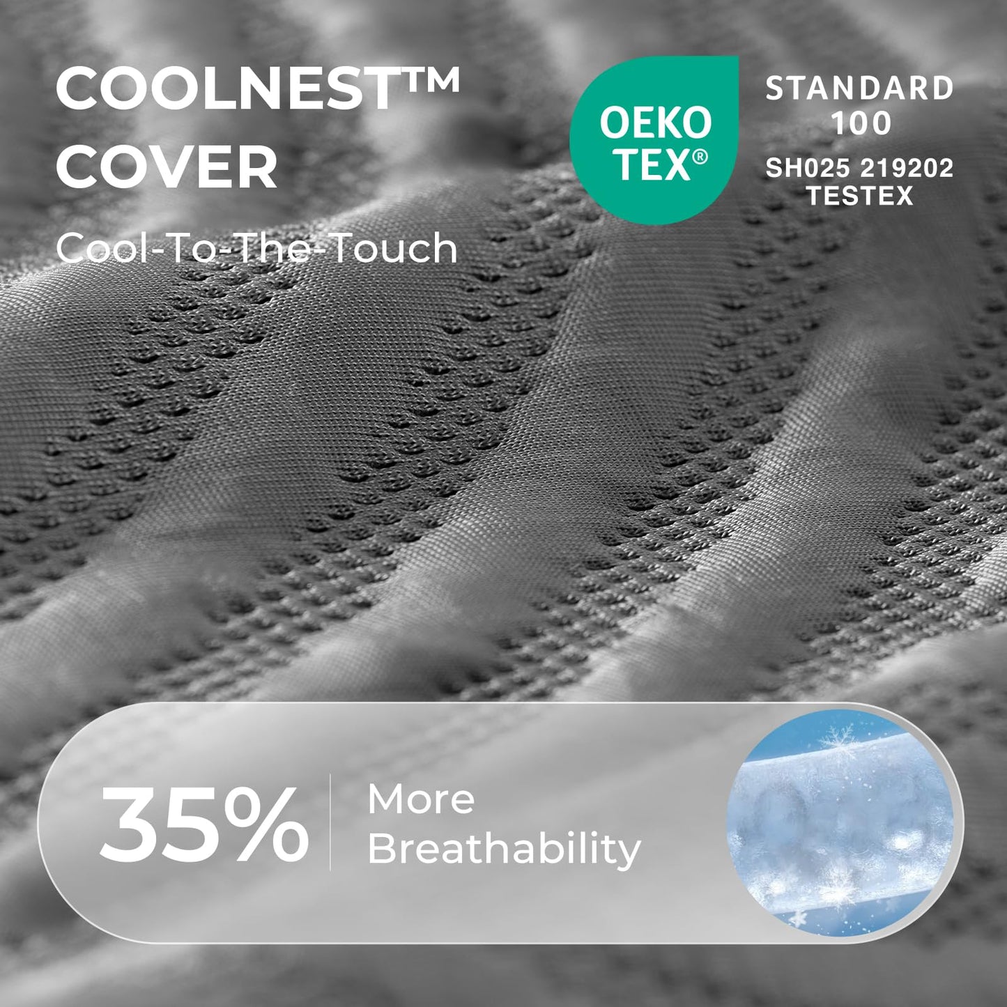 Sweetnight CoolNest 14 Inch King Size Mattress, Cooling King Memory Foam Mattress for Cool Night Sleep, 5-Zone Ergo Support for Pressure Relief, Medium, CertiPUR-US Certified