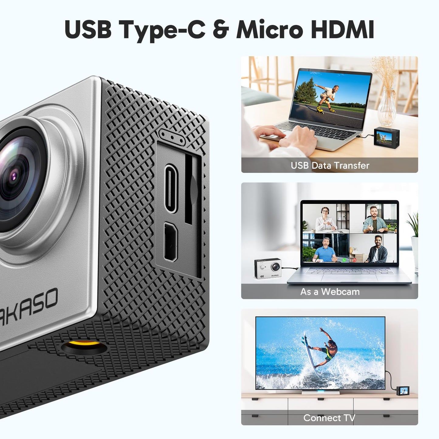 AKASO EK7000 4K30FPS 20MP WiFi Action Camera with EIS Ultra HD 131FT Waterproof Underwater Camera Remote Control 4X Zoom Support External Microphone