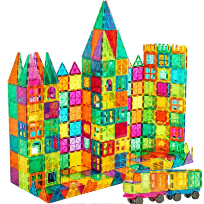 Anbalulu Magnetic Building Tiles, 134PCS Large Magnet Building Set,Magnetic Blocks, 3D STEM Stacking Toys, Magnets Toy for Kids Boys Girls